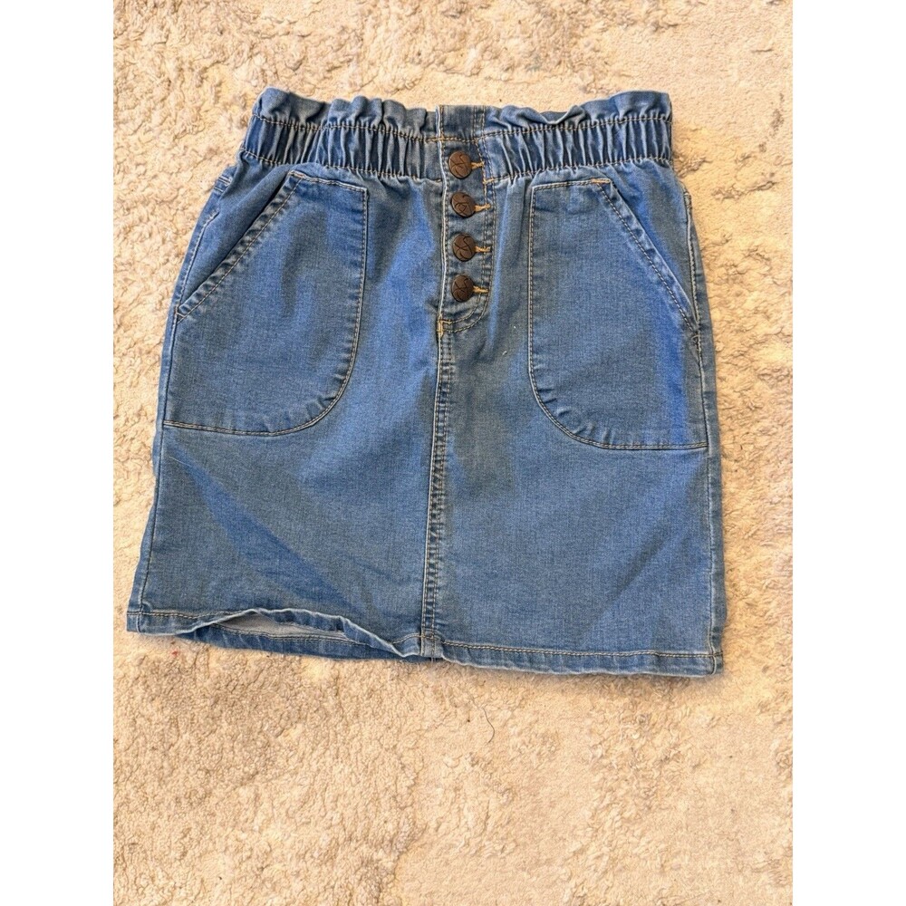 Jessica Simpson girls denim skirt size 10 Ruffle Waist Button Up
